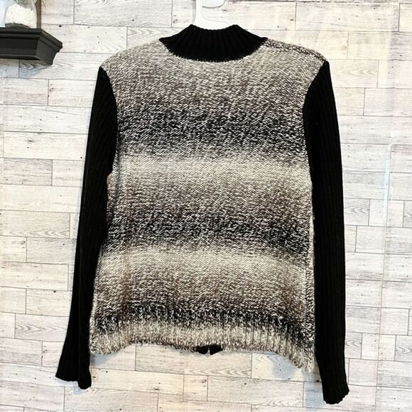 COLDWATER CREEK Black & Gray Ombre Knit Zip Front Cardigan-Jacket, L - Picture 5 of 7